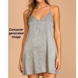 Chan Luu Silver Slip Minimalist Mini Dress 1990s Y2K Size M Excellent Condition